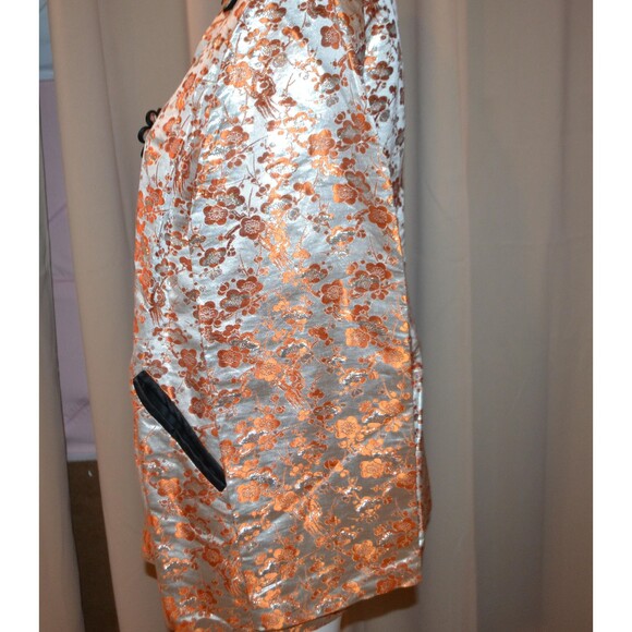 Vintage Asian Silk Gray Jacket Copper Brocade 1940s Party Formal - Picture 6 of 7